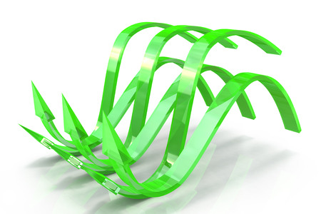 Green wavy arrows, concept of the latent potentialの写真素材