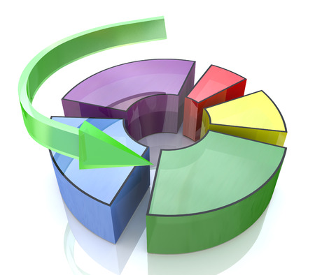 Business improvement concept. Pie chart. Finance 3d growth graphの写真素材