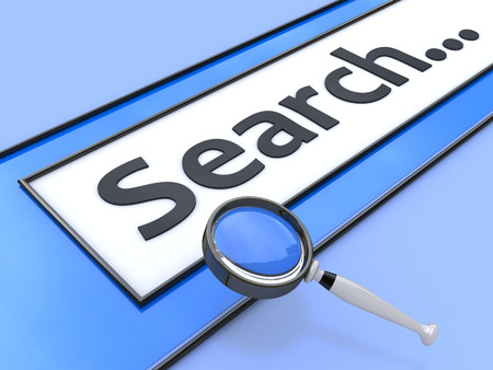 Internet Search Concept. Browser with search and magnifying glass in the design of the information in their search for information on the Internetの写真素材
