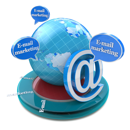 Advertising concept: word E-mail Marketing in speech bubbles in the design of information related to internetの写真素材