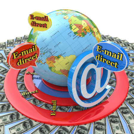 Email direct marketing. Communication concept in the design of information related to the business through the Internetの写真素材