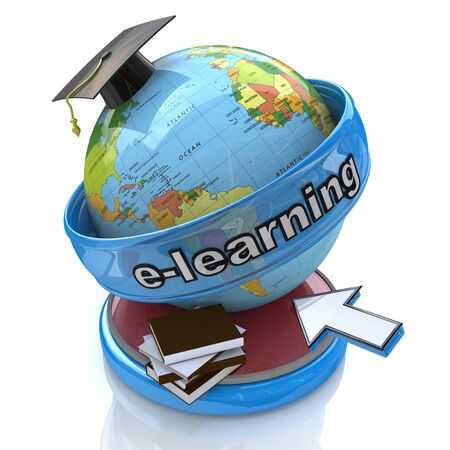 E-learning education. Conceptual image in the design of the information associated with the training and the Internetの写真素材