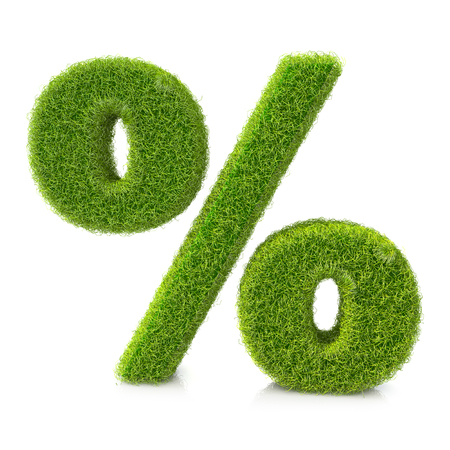 Conceptual grassed sign of percent in the design of information related to the economyの写真素材