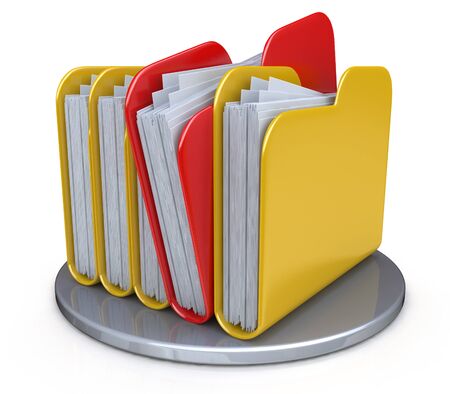Row of folders and files in the design of the information in their search for the right informationの写真素材