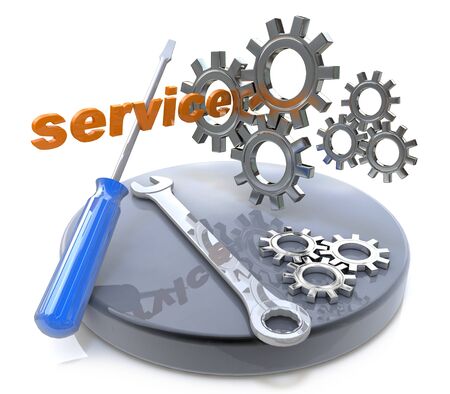 Repair and service concept in the design of access to information relating to technical assistanceの写真素材