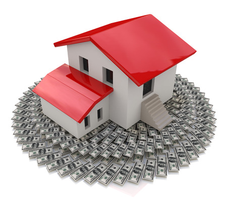 House on money in the design of access to information relating to the sale or purchase of Real Estateの写真素材