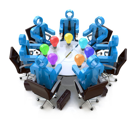meeting to discuss new ideas in the design of information related to business ideasの写真素材