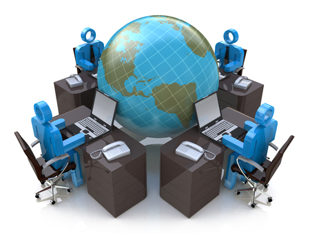 Teamwork concept. Global Communication. Isolated on white background. 3d rendered in the design of information related to internetの写真素材