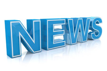 3D illustration word news on white isolated background in the design of the information related to the receipt of information from the Internetの写真素材