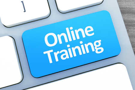 Hot key for Online Training on Modern Computer Keyboard. Top view in the design of information related to computer technologyの写真素材