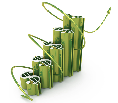 economic success of the dollar chart in the design of the information related to the increase in the dollar. 3d illustrationの写真素材