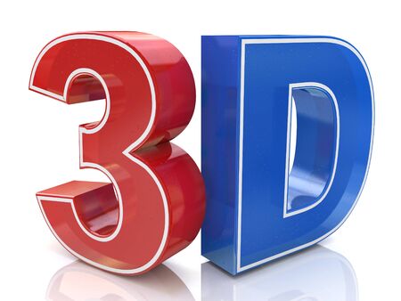 Illustration of 3D word written in red and blue color in the design of the information related to...
