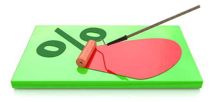 percentage and paint roller in the design of information related to discount. 3d illustrationの写真素材