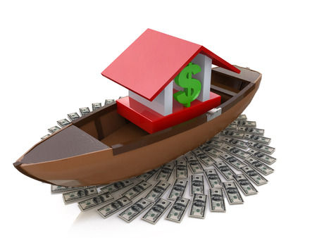 bank afloat in the design of information related to finances and wealthの写真素材