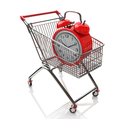 shopping cart for design-time information related to trade and timeの写真素材