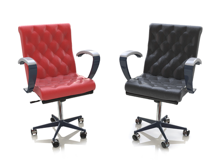 Two office chairs in the design of information related to businessの写真素材