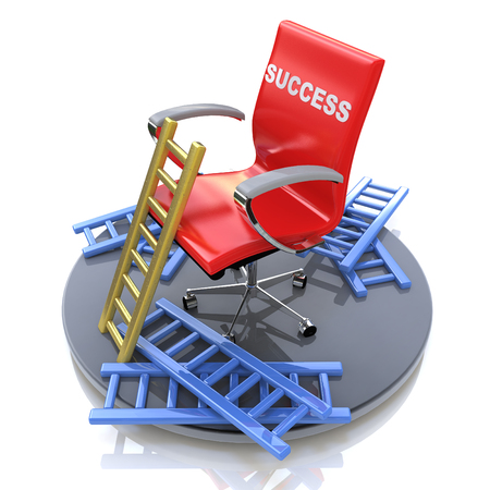 Red chair with an inscription - success in the design of information related to success and failureの写真素材