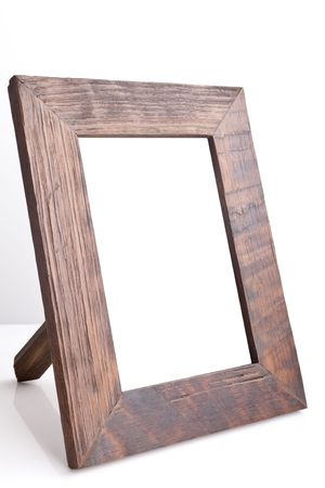Wooden table photo frame (side view)の写真素材