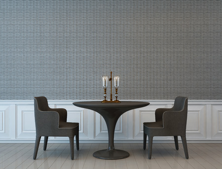 old style room with textile wall - 3d renderingの写真素材