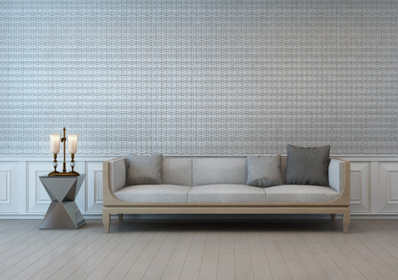 old style living room with textile wall - 3d renderingの写真素材