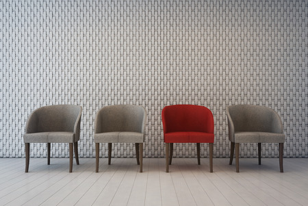 White interior with wall decoration pattern and armchairs, waiting room - 3d renderingの写真素材