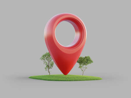 Location pin icon isolated on white background. 3d illustration of red map pointer symbol.の写真素材