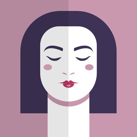 Female portrait in the style of the 1920s. Vector image in a flat style.の写真素材
