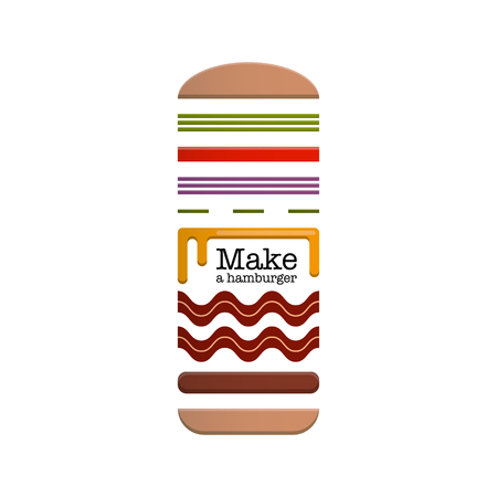 Schematic depiction of ingredients for a hamburger Vector illustration.のイラスト素材