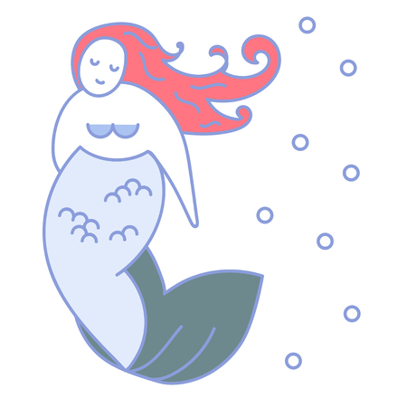 The mermaid under the water. Vector illustration.の写真素材