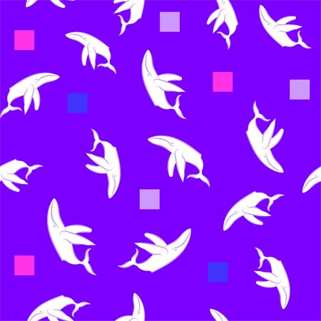 Geometric style seamless pattern, quadrates and whales. Art for covers, banners, flyers and posters. Vector illustration.の写真素材