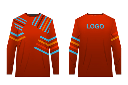 Templates of sportswear designs for sublimation printing. Uniforms for competitions, team games, corporate style, advertising campaigns. Jersey for motocross, mountain biking.のイラスト素材