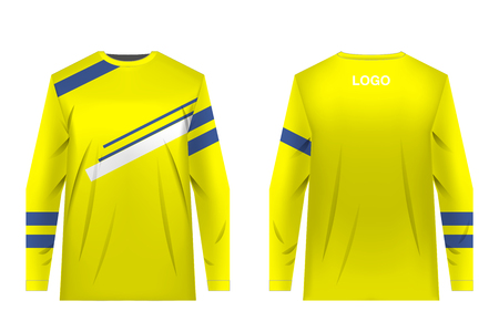 Templates of sportswear designs for sublimation printing. Uniforms for competitions, team games, corporate style, advertising campaigns. Jersey for motocross, mountain biking.のイラスト素材