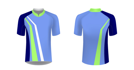 Templates of sportswear designs for sublimation printing. Uniform blank for triathlon, cycling, running competition, marathon and racing games. Vector mockup.のイラスト素材