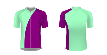 Templates of sportswear designs for sublimation printing. Uniform blank for triathlon, cycling, running competition, marathon and racing games. Vector mockup.のイラスト素材