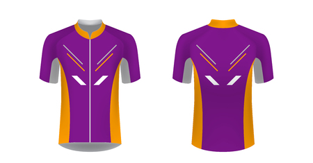 Cycling Jersey vector mockup. T-shirt sport design template. Sublimation printing for sportswear. Apparel blank for triathlon, cycling, running competition, marathon and racing games.のイラスト素材