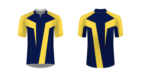 Templates of sportswear designs for sublimation printing. Uniform blank for triathlon, cycling, running competition, marathon and racing games. Vector mockup.のイラスト素材