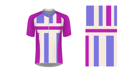 Templates of sportswear designs for sublimation printing. Uniform blank for triathlon, cycling, running competition, marathon and racing games. Vector mockup.のイラスト素材