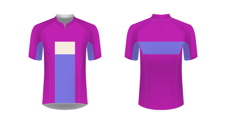 Templates of sportswear designs for sublimation printing. Uniform blank for triathlon, cycling, running competition, marathon and racing games. Vector mockup.のイラスト素材