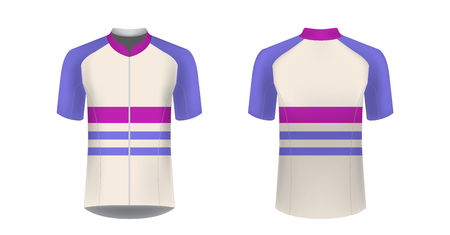 Templates of sportswear designs for sublimation printing. Uniform blank for triathlon, cycling, running competition, marathon and racing games. Vector mockup.のイラスト素材