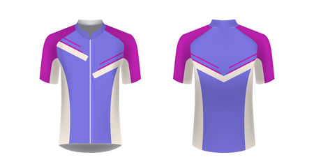 Templates of sportswear designs for sublimation printing. Uniform blank for triathlon, cycling, running competition, marathon and racing games. Vector mockup.のイラスト素材