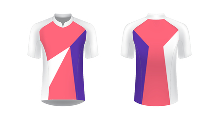 Templates of sportswear designs for sublimation printing. Uniform blank for triathlon, cycling, running competition, marathon and racing games. Vector mockup.のイラスト素材