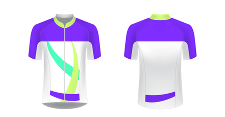 Cycling Jersey vector mockup. T-shirt sport design template. Sublimation printing for sportswear. Apparel blank for triathlon, cycling, running competition, marathon and racing games.のイラスト素材