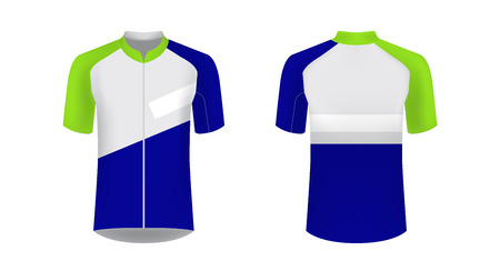 Templates of sportswear designs for sublimation printing. Uniform blank for triathlon, cycling, running competition, marathon and racing games. Vector mockup.のイラスト素材