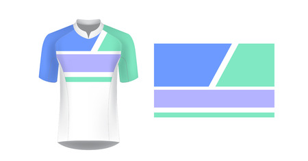 Templates of sportswear designs for sublimation printing. Uniform blank for triathlon, cycling, running competition, marathon and racing games. Vector mockup.のイラスト素材