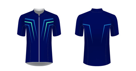 Templates of sportswear designs for sublimation printing. Uniform blank for triathlon, cycling, running competition, marathon and racing games. Vector mockup.のイラスト素材