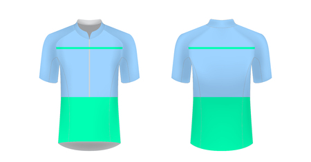 Templates of sportswear designs for sublimation printing. Uniform blank for triathlon, cycling, running competition, marathon and racing games. Vector mockup.のイラスト素材