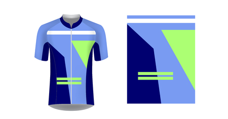 Templates of sportswear designs for sublimation printing. Uniform blank for triathlon, cycling, running competition, marathon and racing games. Vector mockup.のイラスト素材