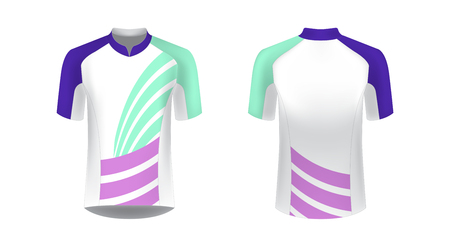 Cycling Jersey vector mockup. T-shirt sport design template. Sublimation printing for sportswear. Apparel blank for triathlon, cycling, running competition, marathon and racing games.のイラスト素材