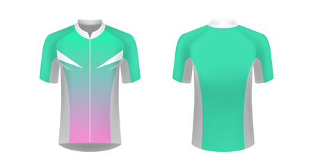 Templates of sportswear designs for sublimation printing. Uniform blank for triathlon, cycling, running competition, marathon and racing games. Vector mockup.のイラスト素材