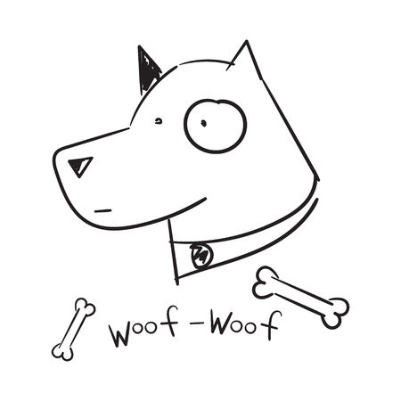 Doodle dog portraits. Vector illustration. Smile dog faces.のイラスト素材